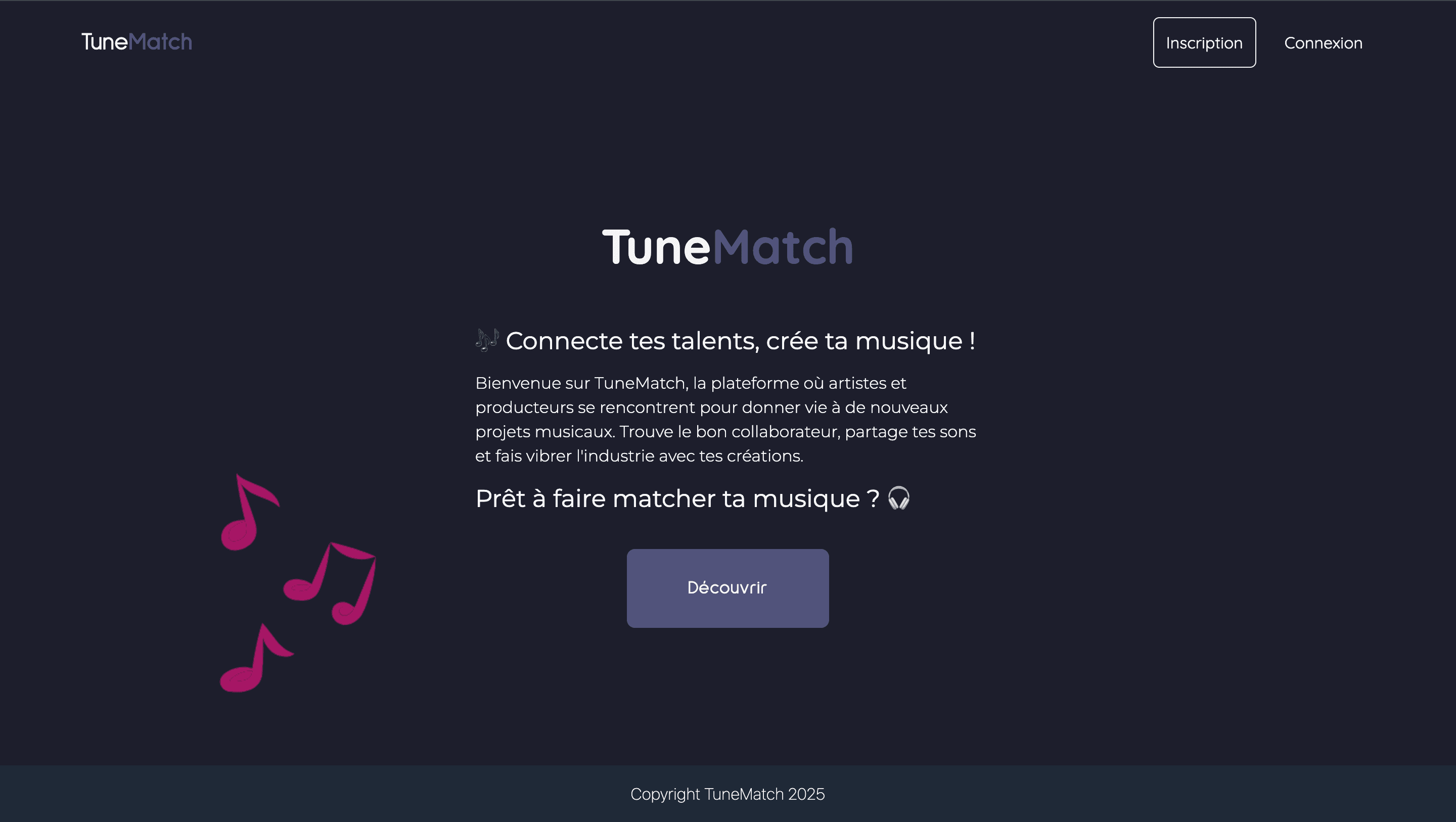 aperçu du projet TuneMatch